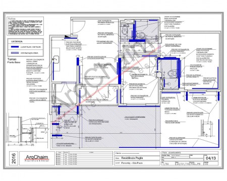 Na prancha de CONSTRUÇÃO, são destacadas, informadas e cotadas as áreas que serão criadas e adicionadas ao imóvel.